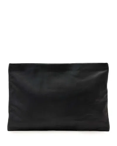 Allsaints Leather Bettina Large Leather Clutch Bag In Black