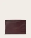 Allsaints Bettina Sheepskin Leather Clutch In Burgundy