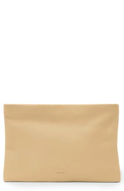 Allsaints Leather Bettina Leather Clutch Bag In Yellow