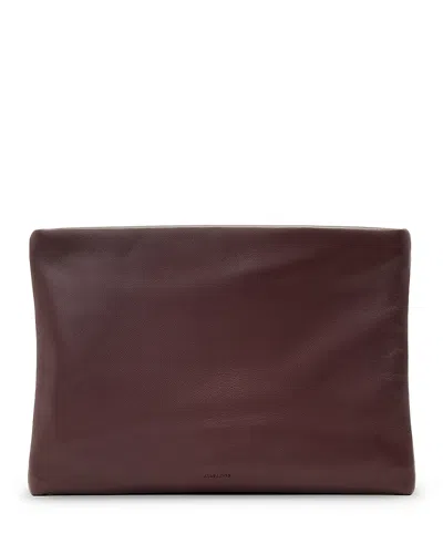 Allsaints Bettina Sheepskin Leather Clutch In Burgundy