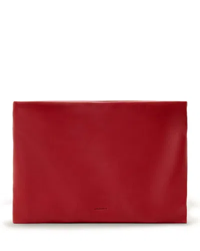 Allsaints Bettina Leather Clutch In Red