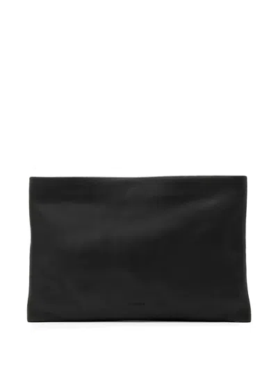 Allsaints Leather Bettina Large Leather Clutch Bag In Black