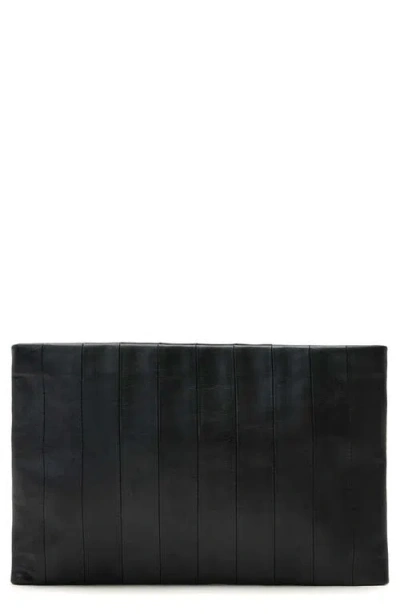 Allsaints Womens Black Bettina Eel-embossed Leather Clutch Bag