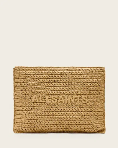 Allsaints Bettina Raffia Clutch In Red