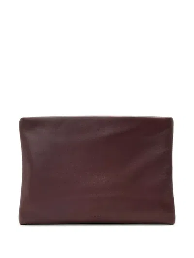Allsaints Bettina Sheepskin Leather Clutch In Burgundy