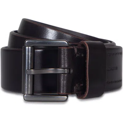 Allsaints Bevel Edge Leather Belt In Brown