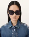 Allsaints Bibi Square Cat Eye Sunglasses In Gloss Black
