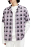 Allsaints Big Sur Check Camp Shirt In Sugared Lilac