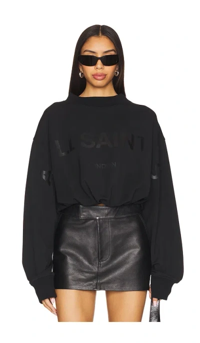 Allsaints Biggy Aster Sweatshirt In Black
