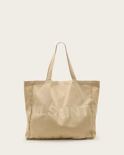 Allsaints Biggy Large Tote Bag In Light Khaki