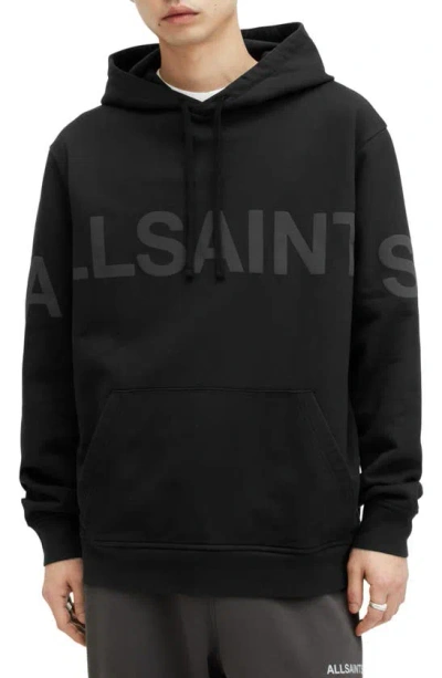 Allsaints Biggy Logo Graphic Hoodie In Jet Black