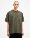 Allsaints Biggy Oversized Logo Print T-shirt In Ash Khaki Green