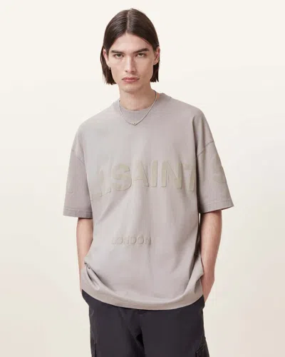 Allsaints Biggy Oversized Logo Print T-shirt In Chestnut Brown