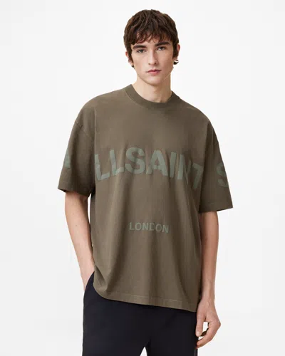 Allsaints Biggy Oversized Logo Print T-shirt In Gray
