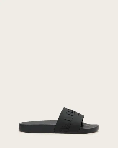 Allsaints Biggy Slip On Logo Sliders In Black
