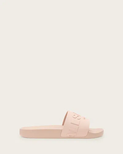 Allsaints Biggy Slip On Logo Sliders In Rose Dust Pink
