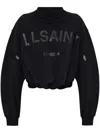 Allsaints Aster Logo Crop Sweatshirt In Black