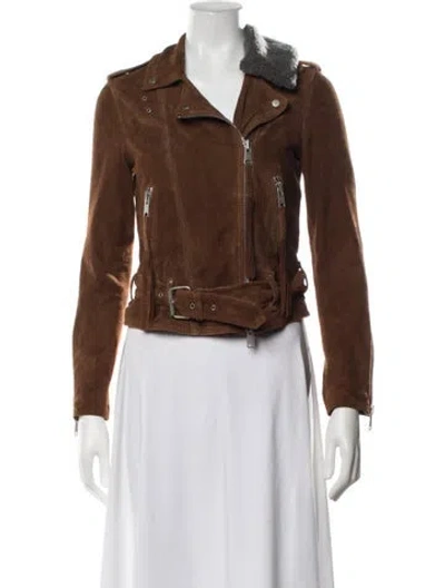 Pre-owned Allsaints Biker Jacket In Brown