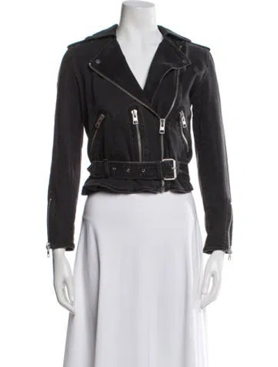 Pre-owned Allsaints Biker Jacket In Gray