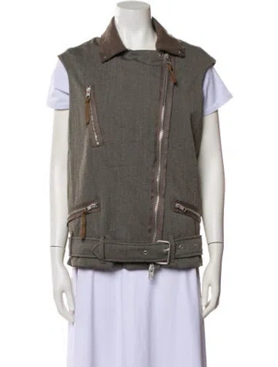 Pre-owned Allsaints Biker Jacket In Green