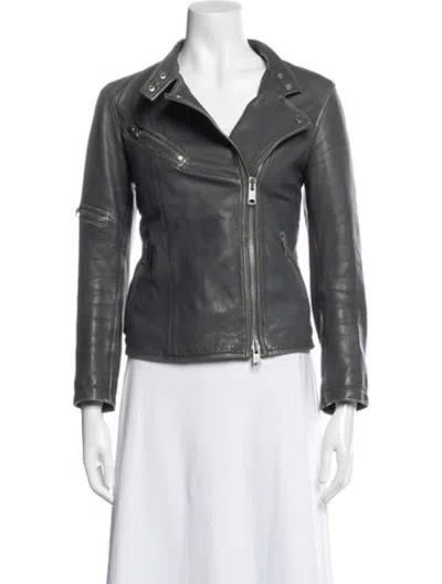 Pre-owned Allsaints Biker Jacket In Grey