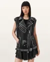 Allsaints Billie 1994 Studded Leather Gilet In Black