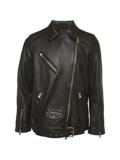 Pre-owned Allsaints Billie Belted Leather Jacket In Black