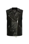 Allsaints Billie Oversized Leather Biker Gilet In Black