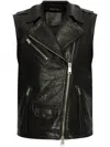 Allsaints Billie Leather Biker Vest In Black