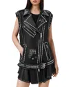 Allsaints Billie 1994 Studded Leather Gilet In Black
