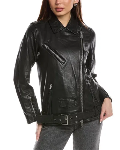 Allsaints Billie Leather Biker Jacket In Black