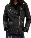 Allsaints Billie Oversized Leather Jacket In Black/ Gold