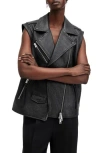 Allsaints Billie Leather Biker Vest In Black