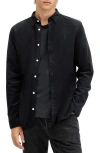 Allsaints Birchwood Fine Wale Corduroy Button-up Shirt In Jet Black