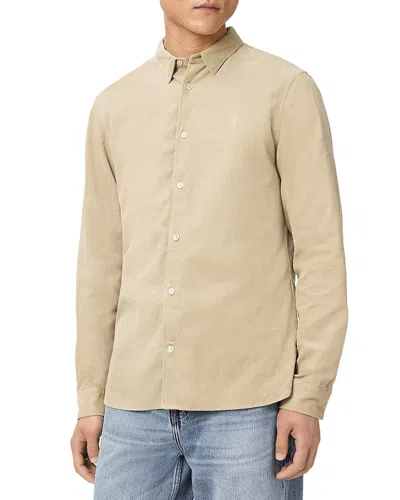 Allsaints Birchwood Slim Fit Long Sleeve Shirt In Neutral