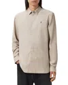 Allsaints Birchwood Slim Fit Long Sleeve Shirt In Brown