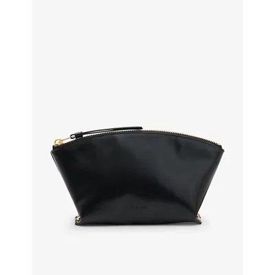 Allsaints Anais Zipped Leather Pouch Bag In Black
