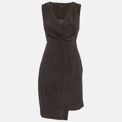 Pre-owned Allsaints Black Crepe V-neck Mini Peak Dress Xs
