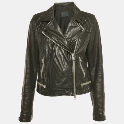 Pre-owned Allsaints Black Leather Conroy Biker Jacket L