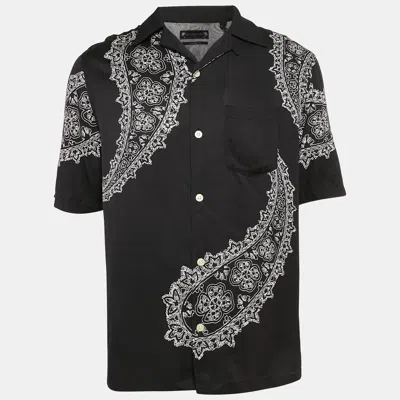 Pre-owned Allsaints Black Paisley Print Crepe Short Sleeve Shirt S