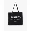 Allsaints Underground Logo-print Cotton Tote Bag In Black/chalk