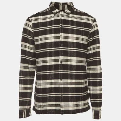 Pre-owned Allsaints Black/white Plaid Cotton Button Up Cervino Shirt L