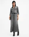 Allsaints Blair Denim Shirtdress In Washed Black