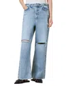 Allsaints Blake Fray High Rise Wide Leg Jeans In Light Indigo In Light Indigo