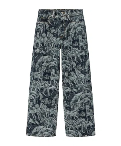 Allsaints Blake Horse Jacquard Denim Jeans In Gray