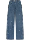 Allsaints Blake Studded Wide Leg Denim Jeans In Blue