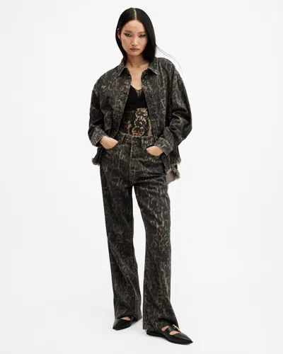 Allsaints Blake Low Slung Wide Leg Denim Jeans In Jinx Golden Brown