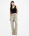 Allsaints Blake Low Slung Wide Leg Denim Jeans In Sand Grey