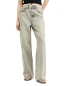 Allsaints Blake Low Slung Wide Leg Denim Jeans In Sand Grey