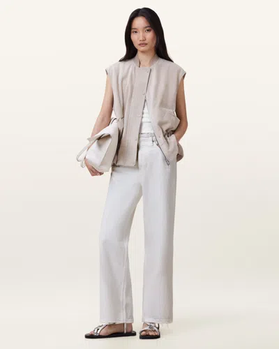 Allsaints Blake Wide Leg Denim Jeans In Chalk White